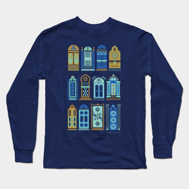 Doors - Blue Tan Long Sleeve T-Shirt by CatCoq